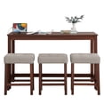 thumbnail image 2 of GZXS 4-Piece Bar Table Set with Power Outlet, 59" Long Pub Table with 3 Linen Upholstered Stools, Space-Saving Farmhouse Dining Set for Kitchen, Cherry, 2 of 10