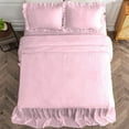 thumbnail image 4 of 4 Piece Long Ruffle Sheet Set, 20" Inch Long Ruffle On Corner Of The Flat Sheet, 15 Inch Deep Pocket, 100% Egyptian Cotton, 800 TC, Queen Size, Solid Light Pink, 4 of 9