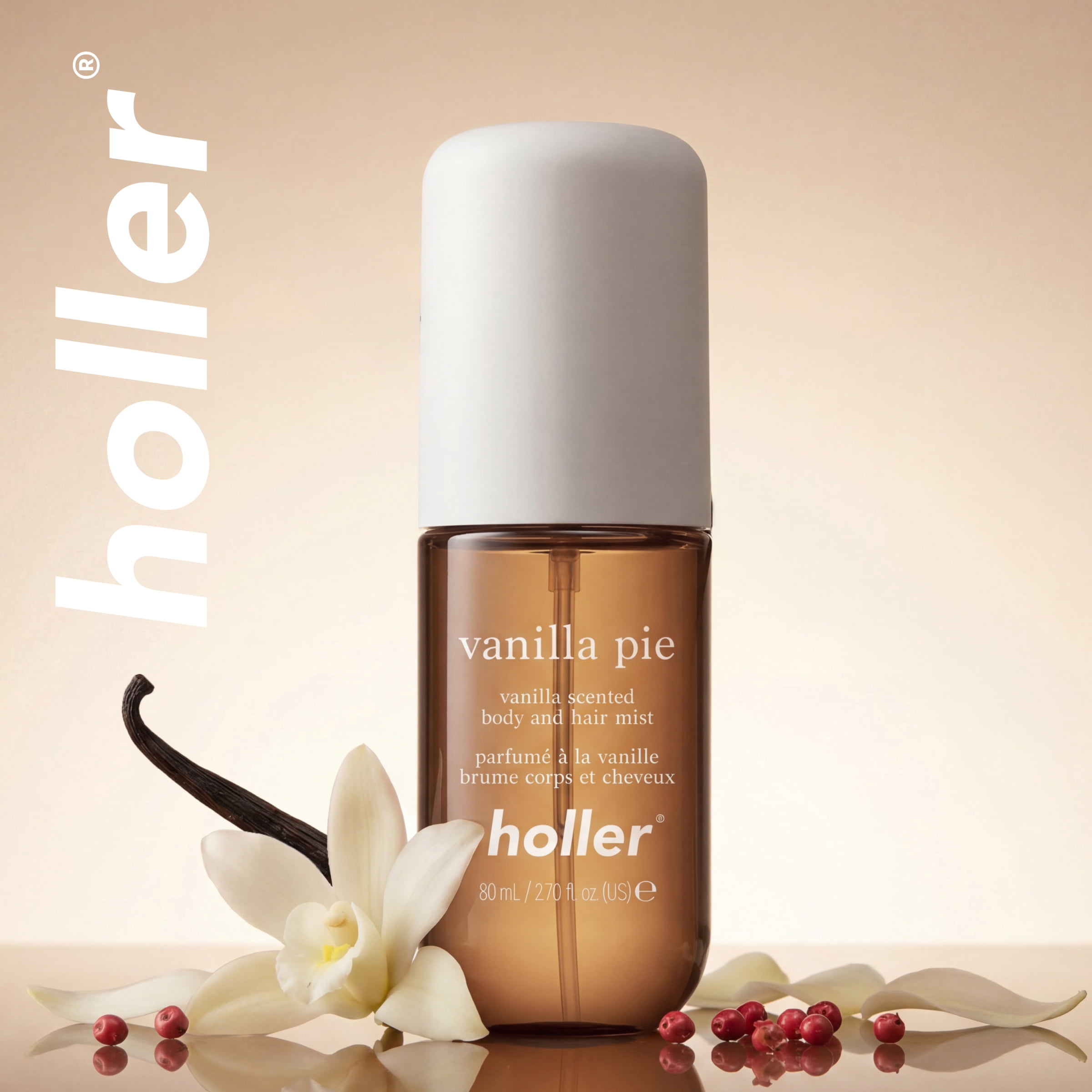 Holler Vanilla Pie Body and Hair Fragrance Mist, Vanilla Scented,  2.7 fl oz
