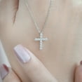 thumbnail image 5 of JeenMata Lab Grown Diamond Cross Pendant Necklace in 18K White Gold over Silver, 5 of 8