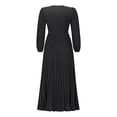 thumbnail image 4 of Blmnix A Line Dresses Dresses for Women Long Dresses Fit & Flare Dress Maxi Long Sleeve V-Neck Black Belted Womens Dresses Spring,M, 4 of 7