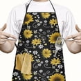 thumbnail image 2 of Black White Bee Heart Sunflower Pattern Apron-Garden Aprons for Women with Pockets-Cotton Linen Waterproof Kitchen Cooking Gardening Aprons Adjustable for Kitchen,Cooking,BBQ and Salon 33x27 Inch, 2 of 7