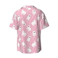 thumbnail image 6 of Lsque Pink Cartoon Bear print Men's Cuban Collar Short Sleeve Shirt Summer Beachwear Casual Button Down Fashionable Vacation Leisure Shirt-XX-Large, 6 of 7