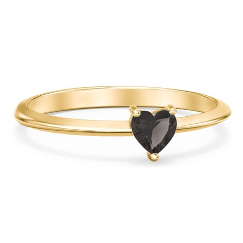 Bague Pierre de Naissance Cœur - Quartz Fumé (June)