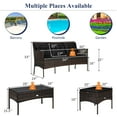 thumbnail image 3 of Gymax Set of 3 3-Seat Sofa Cushioned Table Rattan Furniture Set Garden Patio Black, 3 of 10