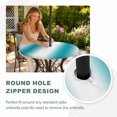 thumbnail image 5 of Round Outdoor Tablecloth with Umbrella Hole and Zipper, Teal White Ombre Fitted Table Cover with Elastic Edge for 45-54 Inch, Modern Abstract Art Farmhouse Gradient Waterproof Patio Tablecoths, 5 of 9