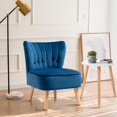 thumbnail image 3 of Giantex Armless Accent Chair, Wingback Velvet Sofa Chair w/Wood Legs & Thick Padded Seat, Upholstered Leisure Club Chair, Blue, 3 of 8