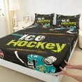 thumbnail image 3 of Manfei Teens Est Sleep Queen Sheet Sets, Cartoon Sports Helmet Flat Sheet, Ice Hockey Player Queen Fitted Sheet, Breathable Home Decor, 4pcs, 3 of 7