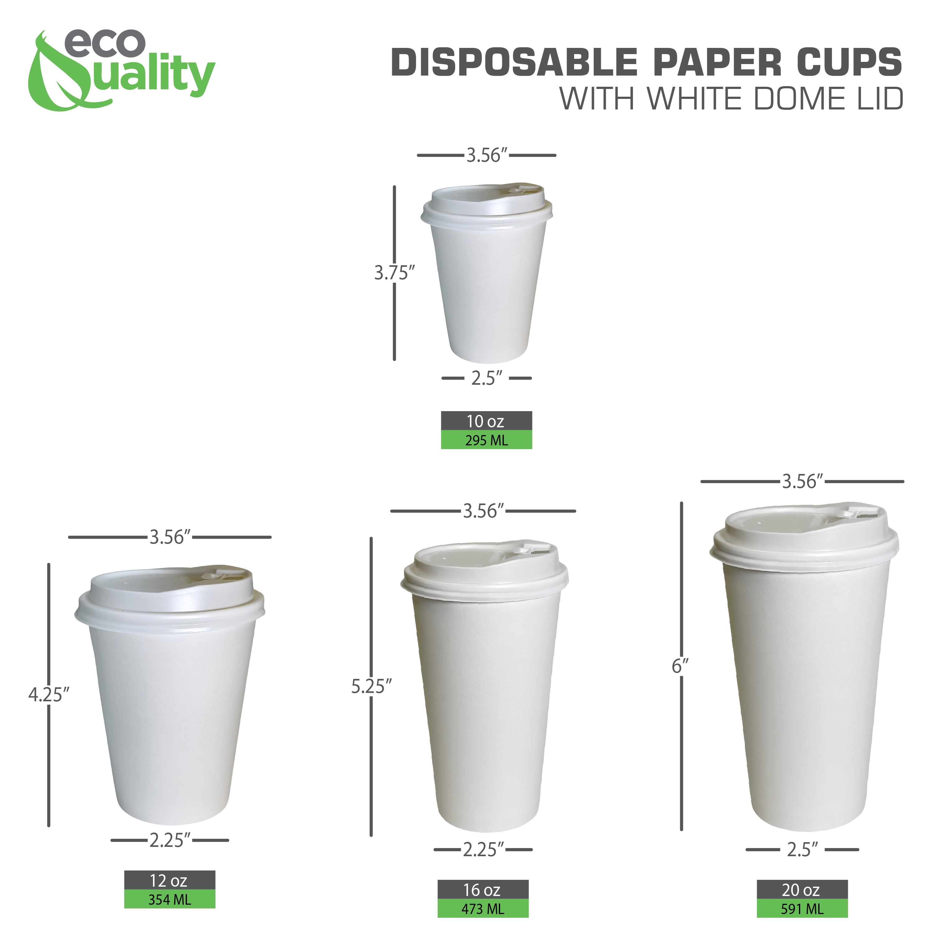 [200 PACK] 16oz White Paper Coffee Cups - Disposable Coffee Cups - Hot  Drink, Tea, Coffee, Cappuccino, Hot Chocolate, Chai, Chai Latte by  EcoQuality