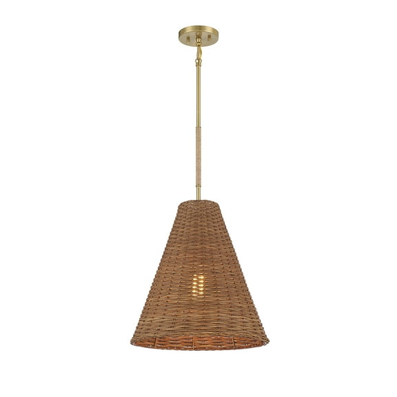 Trade Winds Zoe 1-Light Pendant in Natural Brass