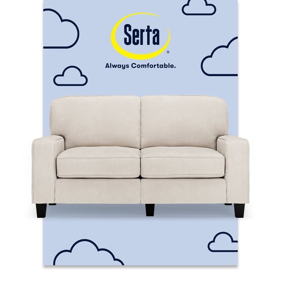 Serta Palisades 61" Track Arm Sofa Loveseat with Removable Covers Cream White