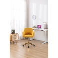 thumbnail image 4 of Modern Rolling Teddy Fabric Executive Office Chair with Adjustable Height and 360 Revolving, Swivel Accent Back Armchair with Wheels and Golden Base, Upholstered Vanity Chair, Yellow, 4 of 9