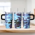 thumbnail image 2 of Camo 20oz Stainless Steel Tumbler with Handle and Straw – Insulated Travel Cup with Sliding Lid, 360° Full Wrap Printed Mug for Home, Outdoor & Sports Use, Camouflage, 2 of 6