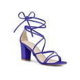 thumbnail image 1 of BLISSFUL STEP Chaussures pour Femmes à Bout Ouvert à Lacets Talon Bloc Sandales à Brides Bleu Foncé 7, 1 of 7