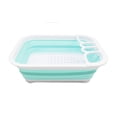 thumbnail image 3 of SAMMART Collapsible Dish Drainer - Foldable Drying Rack Set - Portable Dinnerware Organizer - Space Saving (1, White/Lake Green, 3 of 6