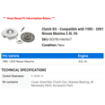 thumbnail image 2 of Clutch Kit - Compatible with 1985 - 2001 Nissan Maxima 3.0L V6 1986 1987 1988 1989 1990 1991 1992 1993 1994 1995 1996 1997 1998 1999 2000, 2 of 2