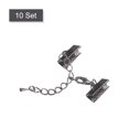 thumbnail image 3 of Unique Bargains 10Set Ribbon Crimp Clamp Ends Lobster Claw Clasps & Chain 16mm Metallic Black for DIY, 3 of 7