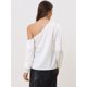 thumbnail image 4 of Blusa de Trabajo de Oficina Elegante  Manga Larga con Hombros Descubiertos para Mujer blanco S, 4 of 6