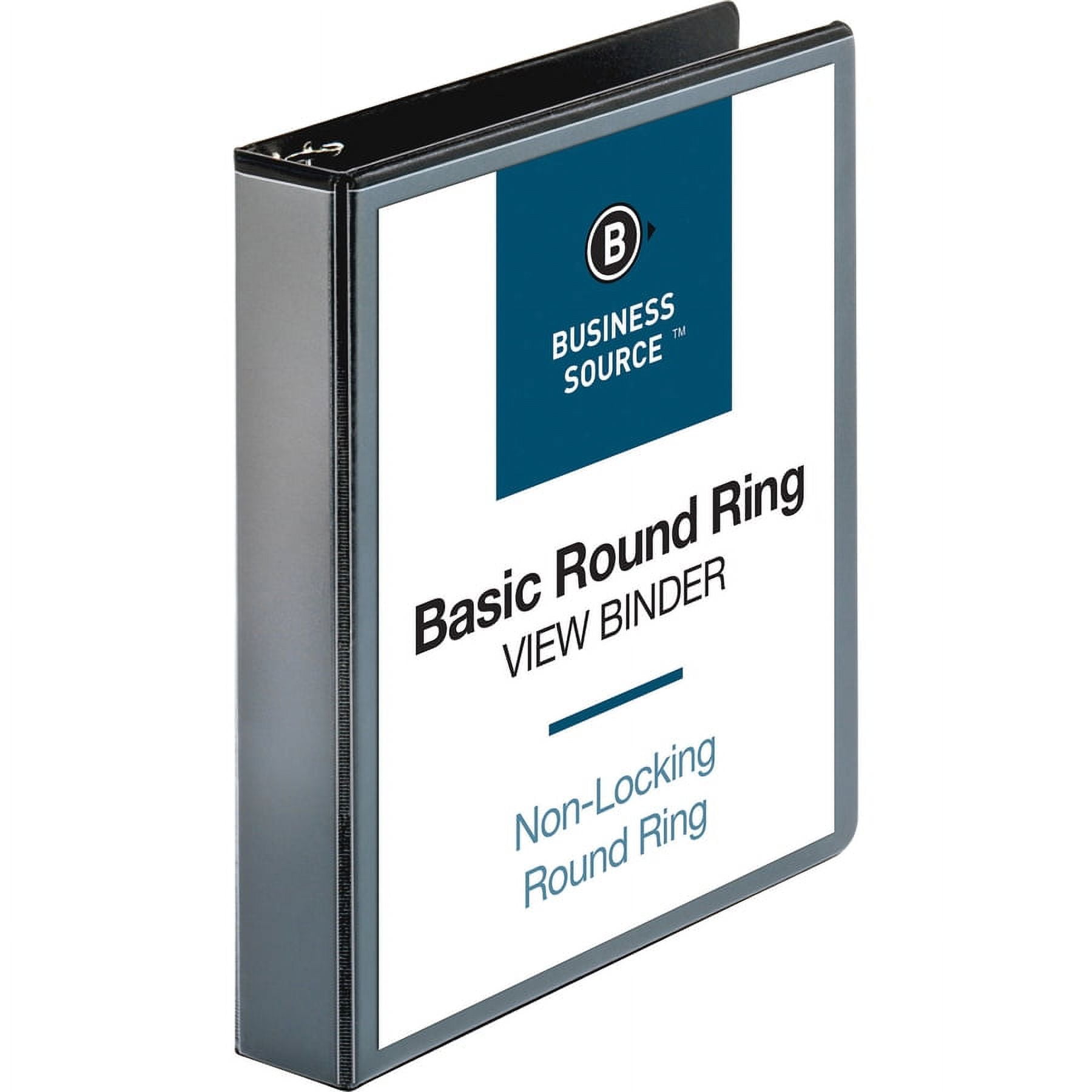 Business Source Round Ring View Binder - 1 1/2" Binder Capacity - Letter - 8 1/2" X 11" Sheet Size - 350 Sheet Capacity - Round Ring Fastener(s) - 2 Internal Pocket(s) - Chipboard, Polypropylene -
