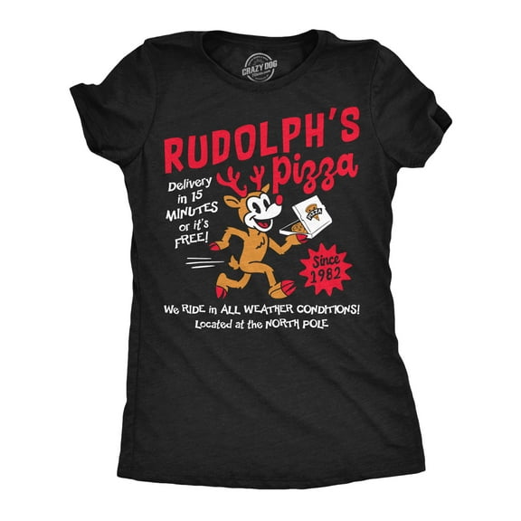 Womens Funny T Shirts Rudolphs Pizza Sarcastic Christmas Graphic Novelty Tee For Ladies Womens Graphic Tees