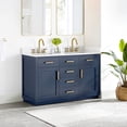 thumbnail image 3 of Gavino 54" Wood Vanity in Royal Blue White Engineered Stone Top no Mirror, 3 of 13