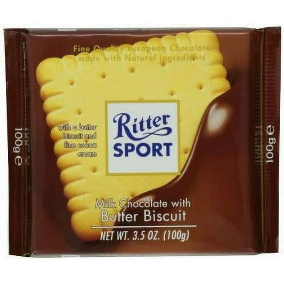 Ritter Sport Milk Chocolate with Butter Biscuit, 100g