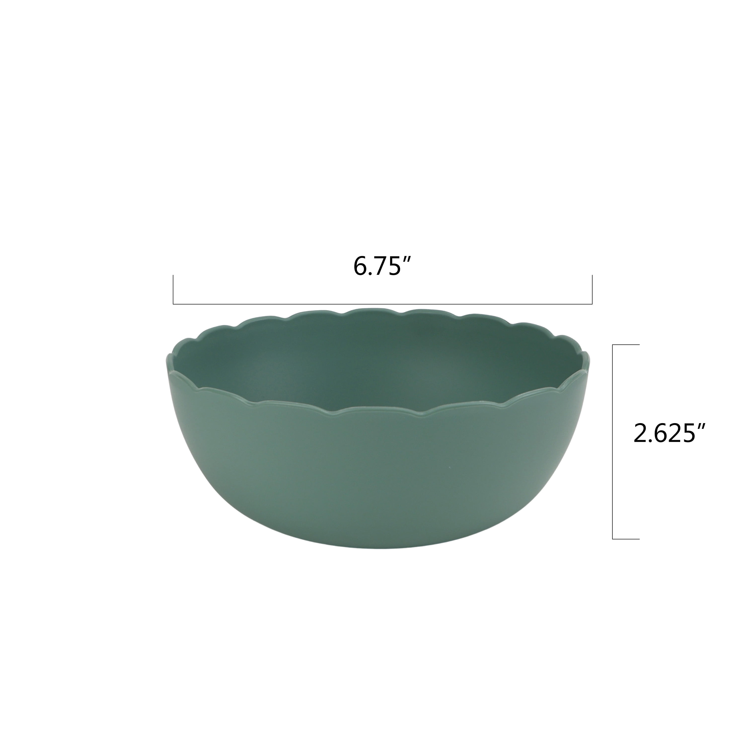 Mainstays 30-Piece Plastic Scalloped Dinnerware Bundle Set, Sage