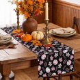 thumbnail image 5 of Pink Pumpkins Fall Cotton Linen Rectangle Table Runners 13"x48", Autumn Thanksgiving Botanical Black Coffee Table Runner Dresser Scarves Luxury Table Runners for Wedding Party Banquet Dinner Decor, 5 of 8