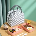 thumbnail image 3 of Ludlz Bento Bag Waterproof Large Capacity Heat Preservation Plaid Pattern Lunch Box Storage Bag Pouch Home Supplies, 3 of 8