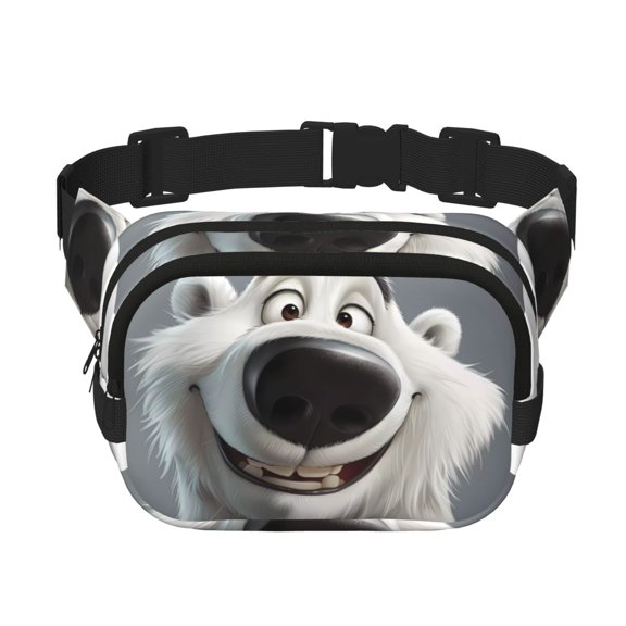 Hirioo Smiling Polar Bear for Double Layer Waist Bag Adjustable Fanny Pack For Travel Running Hiking