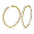thumbnail image 2 of Vir Jewels 3 CTTW Princess Cut Diamond Inside Out Hoop Earrings 14K Yellow Gold Prong 1 Inch Female, 2 of 7