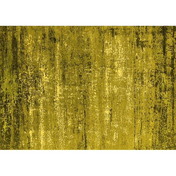 Ahgly Company Machine Washable Indoor Rectangle Oriental Yellow Industrial Area Rugs, 7' x 9'