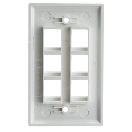 Cable Wholesale 301-6K-W 6 Port Keystone Wall Plate Single Gang - White