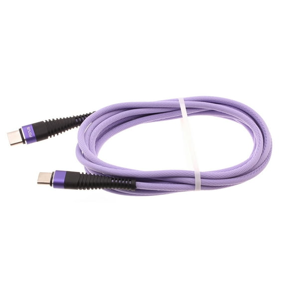 Purple 10ft PD Cable For Verve Connect, ZMax 11 - Type-C to USB-C Fast Charger Cord Extra Long Power Wire Sync Braided for Consumer Cellular Verve Connect, ZMax 11