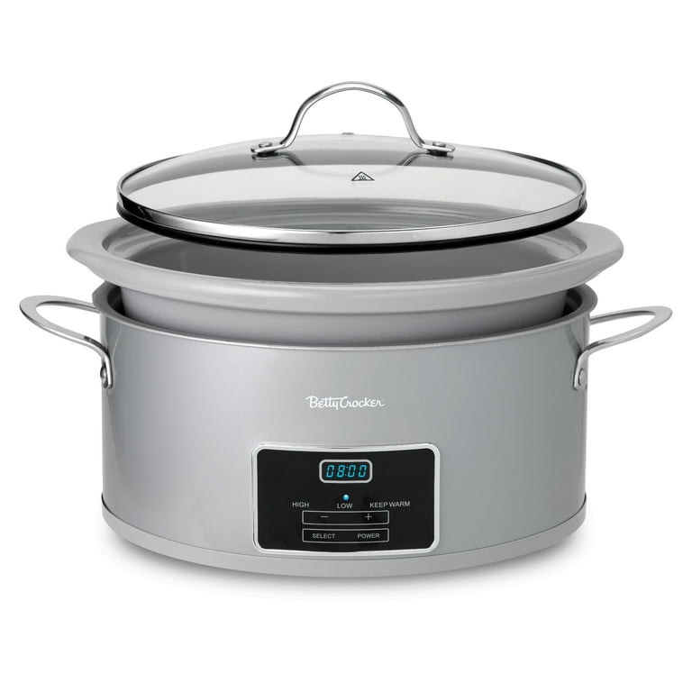 Easy Pot 6 Qt. Silver Electric Slow Cooker with LED Display Easy Pot 6 Qt. Silver Electric Slow Cooker with LED Display