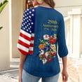 thumbnail image 6 of Evdexr Women's Independence Day Shirts Patriotic 3/4 Sleeve Tops 4th Of July V Neck Graphic Red Blue and White Shirt 1776 2026 Button Casual T Shirts Dark Blue S, 6 of 6