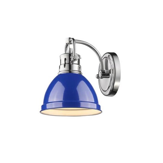 Golden Lighting 3602-BA1 CH-BE Duncan 1 Light Bath Vanity in Chrome with Blue Shade