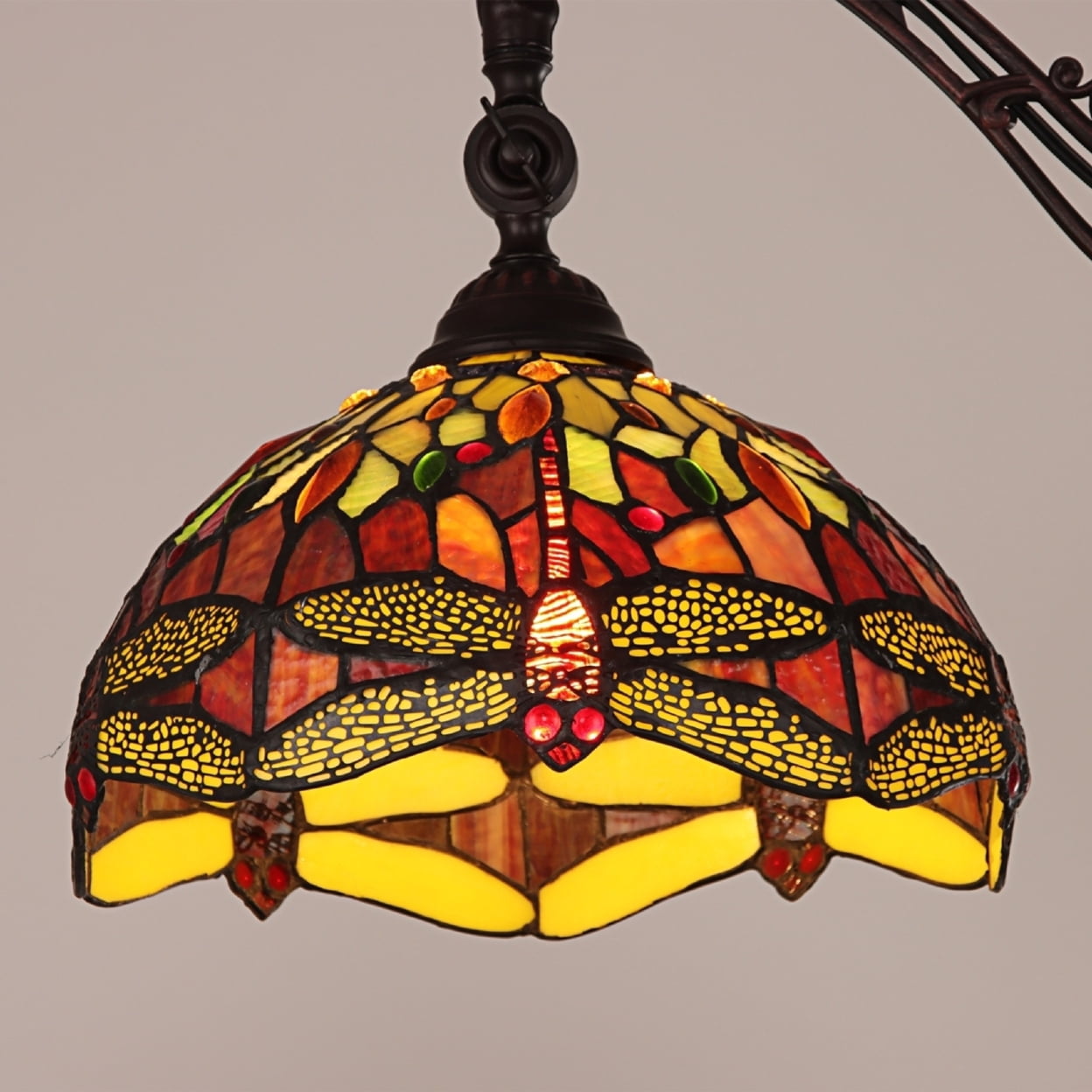 CHLOE Lighting EMPRESS Dragonfly Tiffany-style Dark Bronze 1 Light Reading Floor Lamp 11" Wide