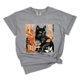 thumbnail image 3 of Black Cat Fall Leaves Distressed - Women's Garment Dyed Graphic T-Shirt, 3 of 12