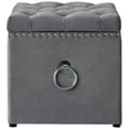 thumbnail image 4 of Hunter Ottoman de Rangement en Velours Gris - Markella Clous Chromés, 4 of 8