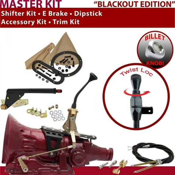 American Shifter 727 Shifter Kit Black 8 in. E Brake Cable Trim Kit Dipstick for ECBBB