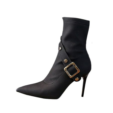 

Larisalt Womens Boots Women s Wide Width Ankle Boots Extra Wide Mide Heel Side Zipper Winter Booties Black