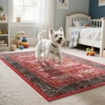thumbnail image 3 of Cydiria Vintage Boho Traditional Oriental Faux Wool Area Rug, 2' x 3', Red, 3 of 8