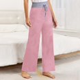 thumbnail image 5 of Pink Women's Casual Pants, Women'S Comfy Casual Pajama Pants Floral Print Drawstring Palazzo Pants Wide Leg,Women's Casual Pants XXL, 5 of 8
