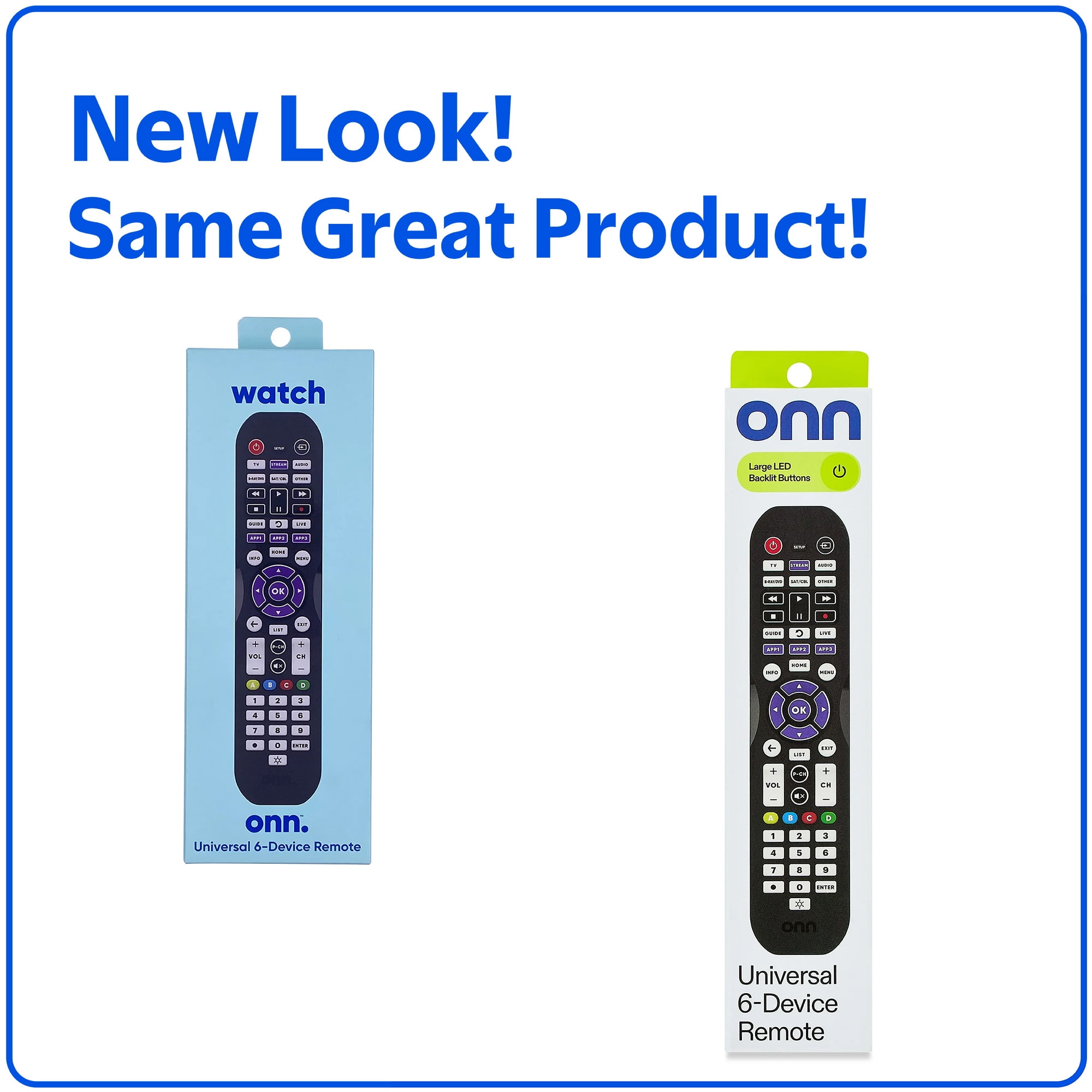 onn. Universal 6-Device Remote, Black, Compatible for TV, DVD, Streaming, Audio, Soundbar