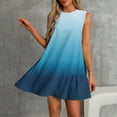 thumbnail image 6 of cocolona Summer Sleeveless Mini Dress Crew Neck Ruffle Flowy Tank Dress Fashion Casual Gradient Color Holiday Beach Sundress S, 6 of 7