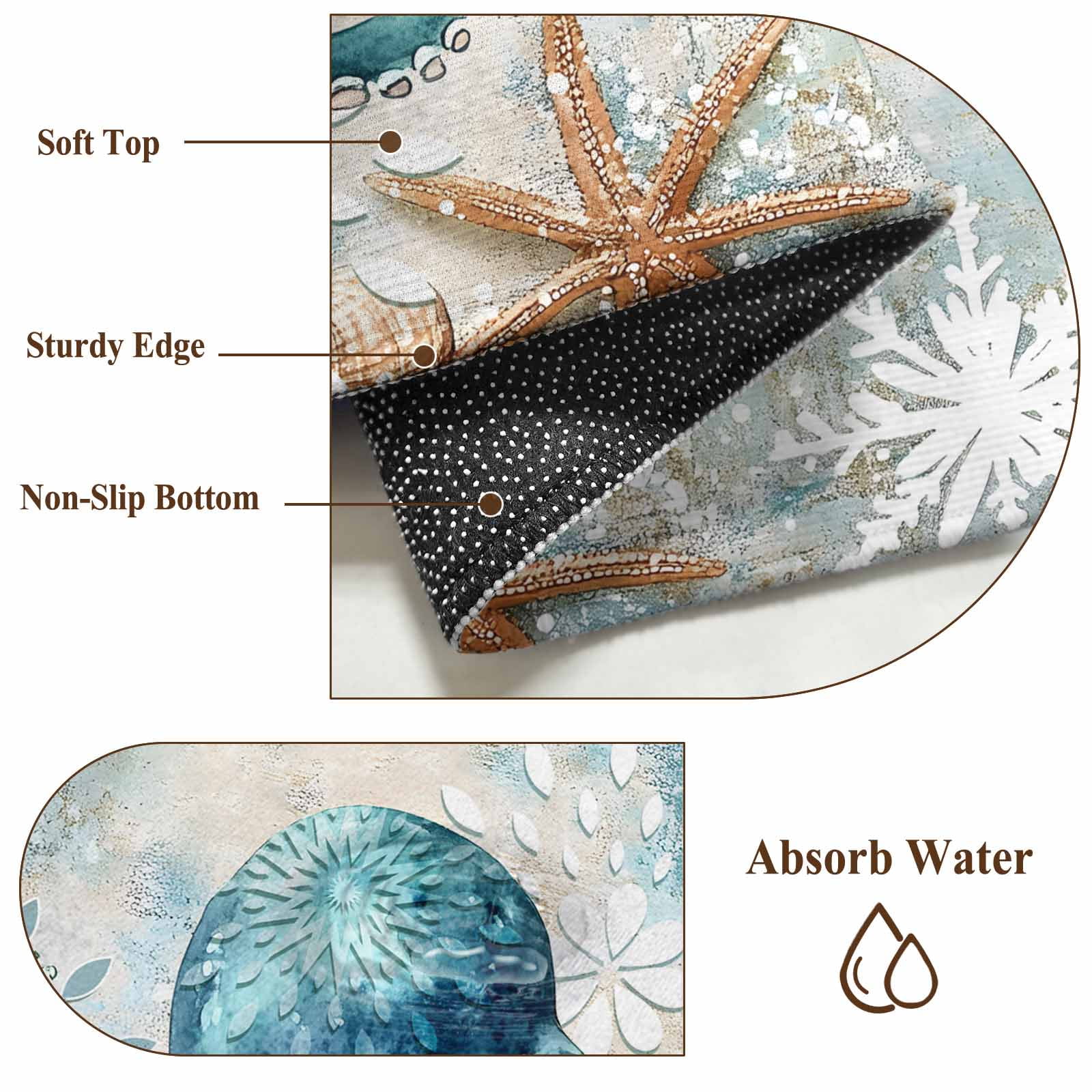 Teal Octopus Coastal Area Rugs 8x10 for Living Room, Summer Beach Vintage Nautical Non Slip Washable Rug Runner, Low Pile Indoor Floor Carpet Mat Bathroom Rugs for Bedroom, Kids Room