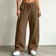 thumbnail image 2 of ZHYou No Boundarie Womens Baggy Sweatpants Seam Drawstring High Waist Wide Leg Loose Casual Trousers with Side Pockets,Coffee,Size M, 2 of 9