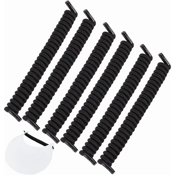 6 Pairs Sun String Visor Cord Curly Shoelaces Replacement Elastic Shoe Lace for Foam Sun Hat Sports Sports Shoes Black