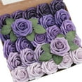 thumbnail image 6 of Hoppin Gee 25 Pcs Artificial Rose Flowers, Foam Gift Box Roses with Stems,for Wedding Party DIY Bouquets,Home Decoration（Purple）, 6 of 6